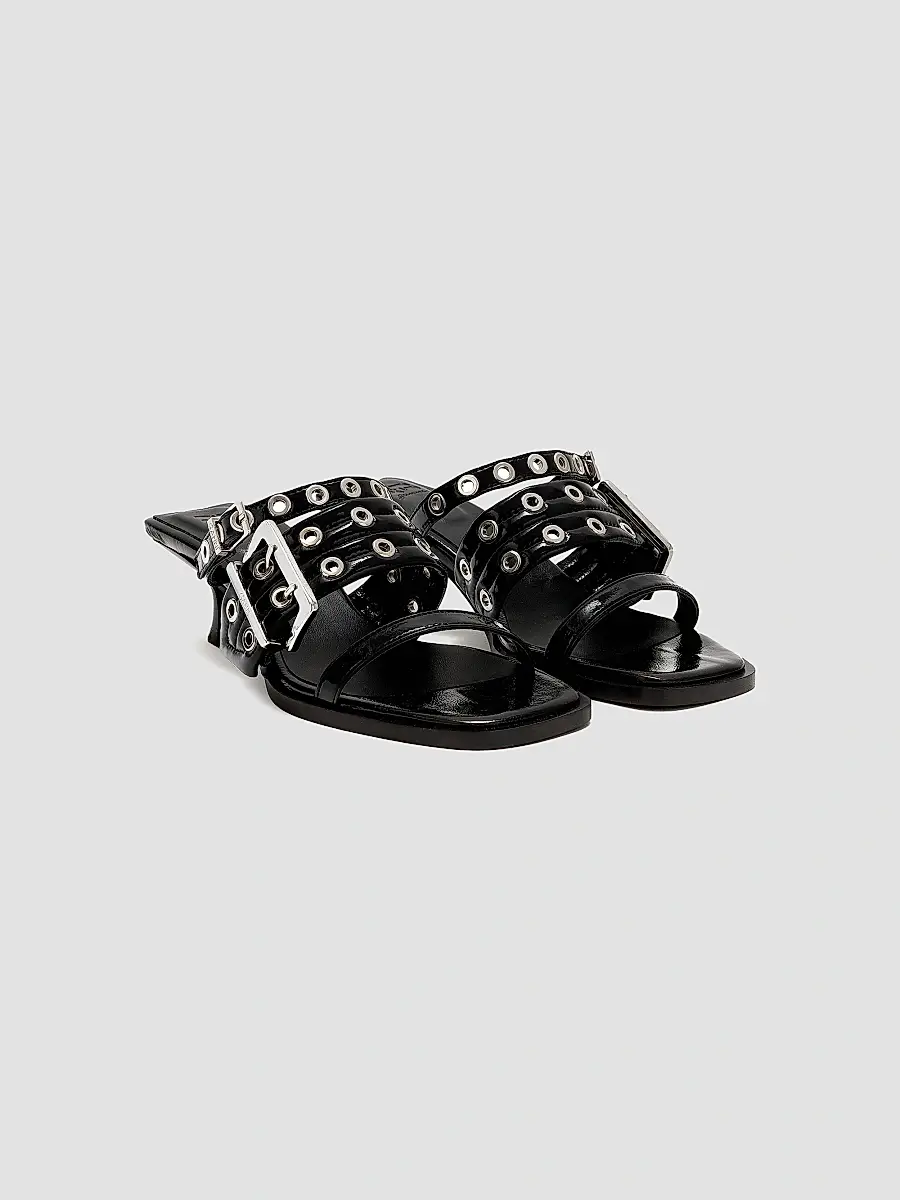 Ganni Women's 50MM Buckle-Strap Faux-Leather Mules | Thumbnail 2 Ganni Women's 50MM Buckle-Strap Faux-Leather Mules | Thumbnail 2