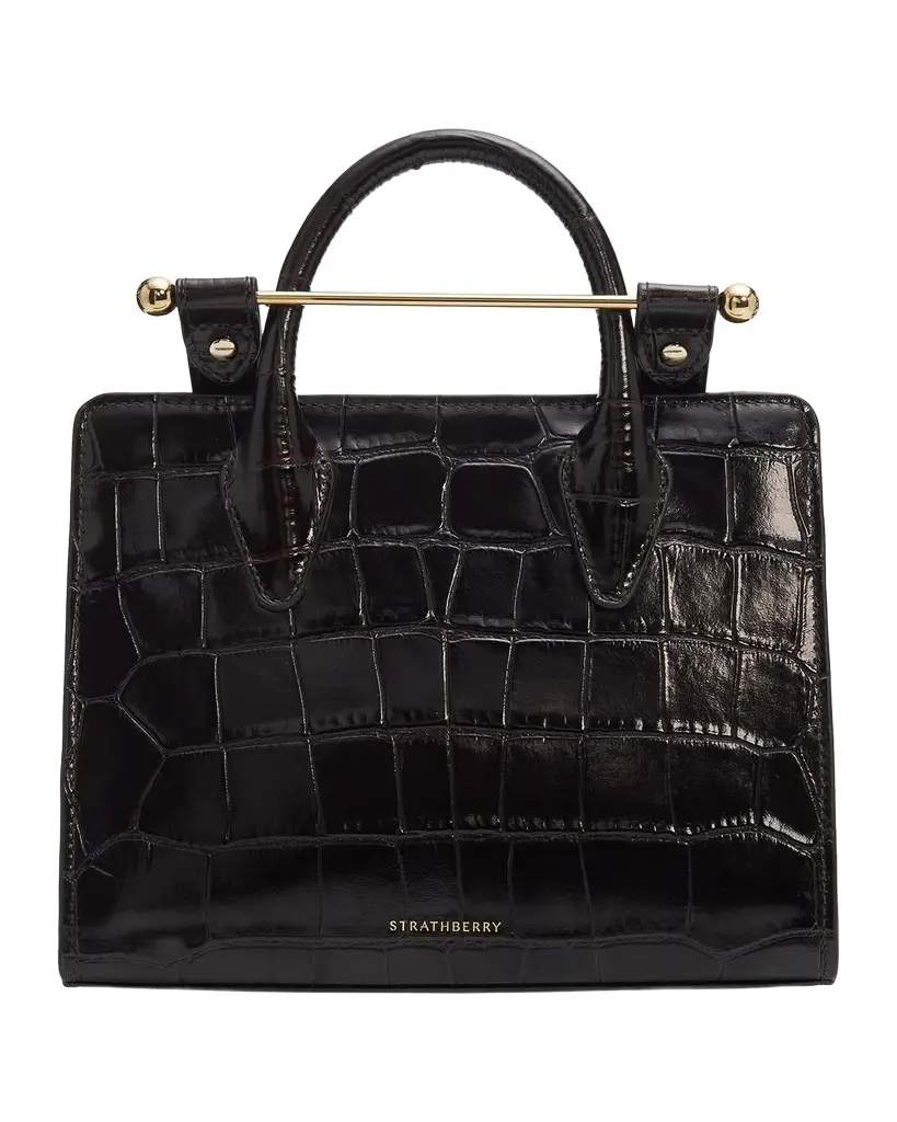 Strathberry Mini Croc-Embossed Leather Tote Bag | Image 1 Strathberry Mini Croc-Embossed Leather Tote Bag | Image 1