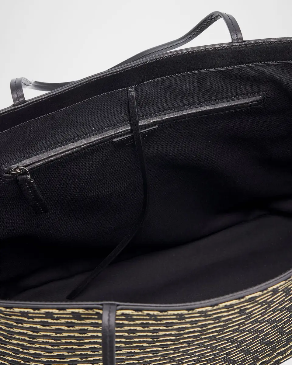The Row Beau Striped Raffia & Leather Tote Bag | Thumbnail 4