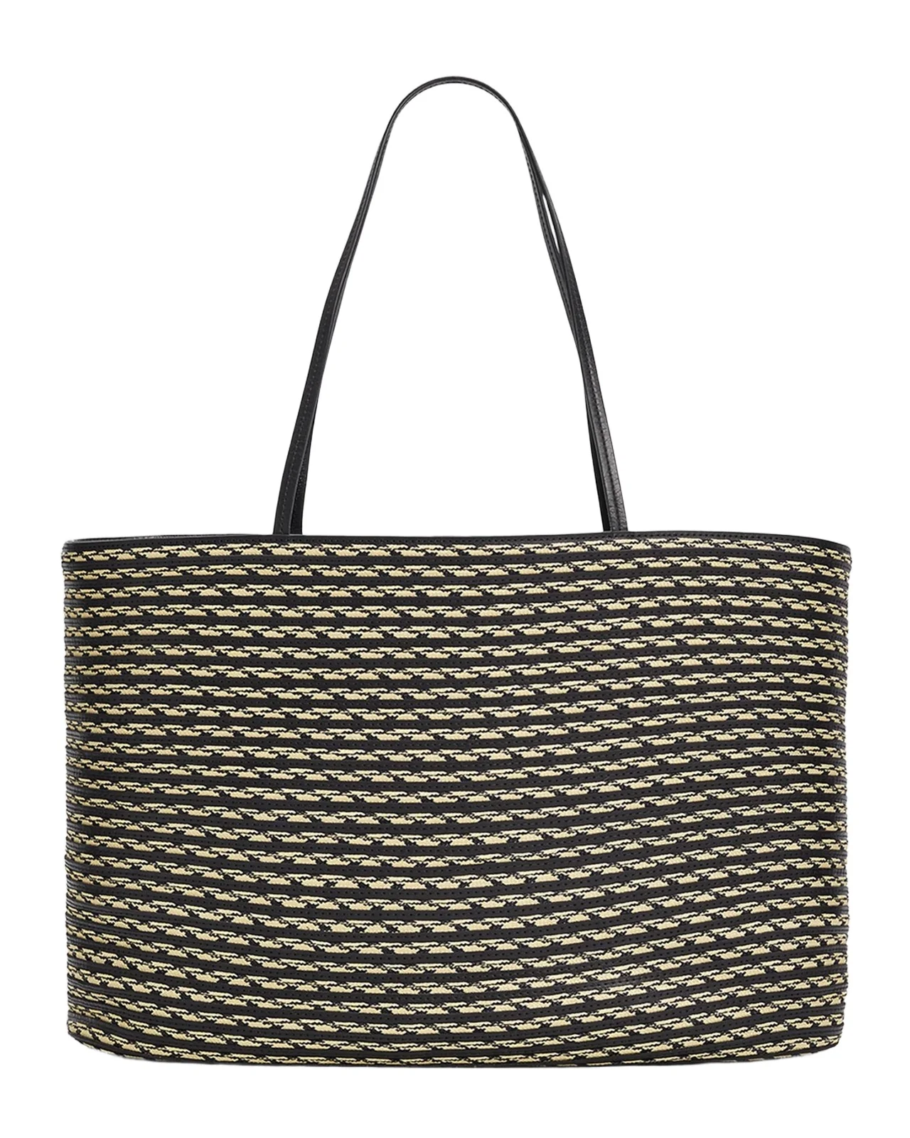 The Row Beau Striped Raffia & Leather Tote Bag