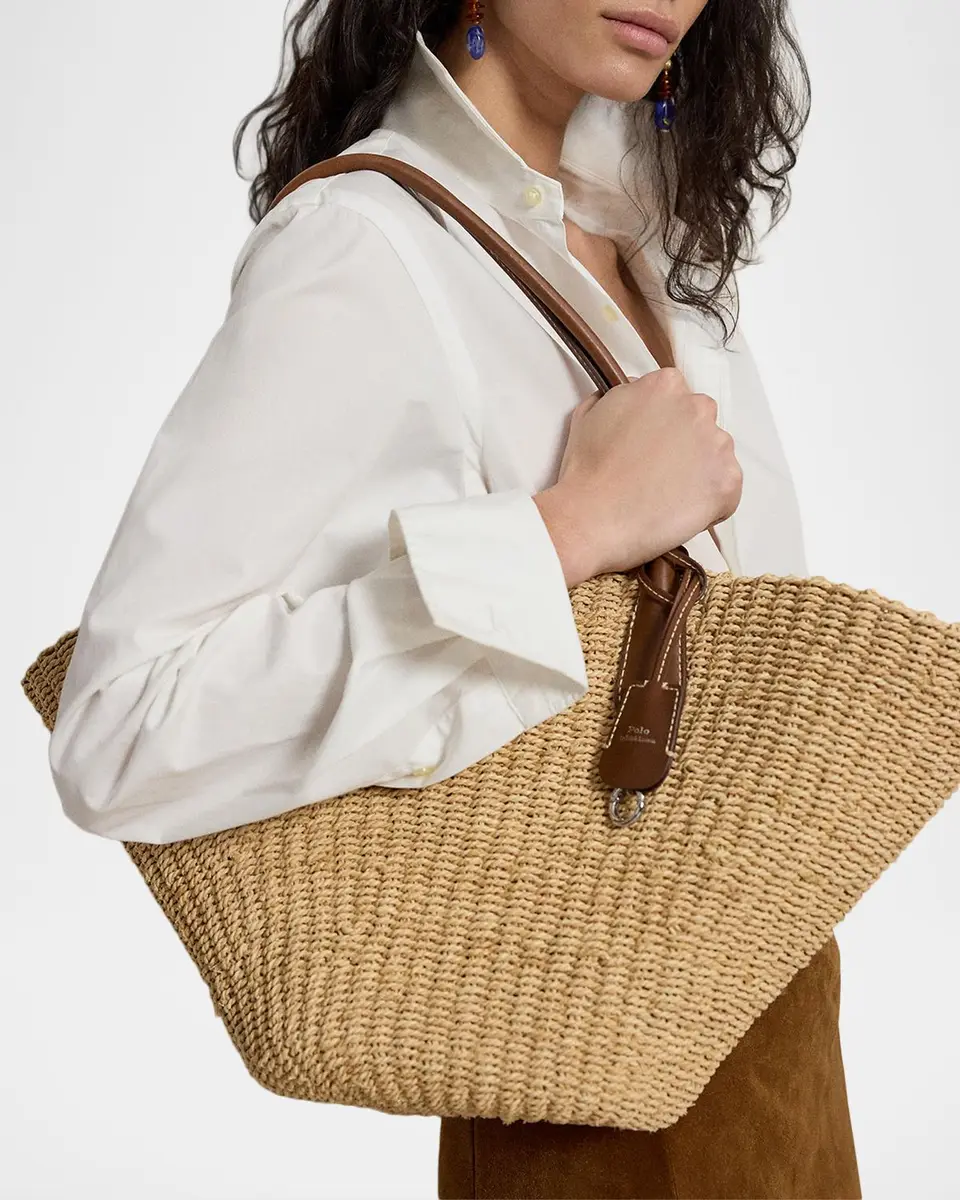 Polo Ralph Lauren Bellport Raffia Basket Tote Bag | Thumbnail 2 Polo Ralph Lauren Bellport Raffia Basket Tote Bag | Thumbnail 2