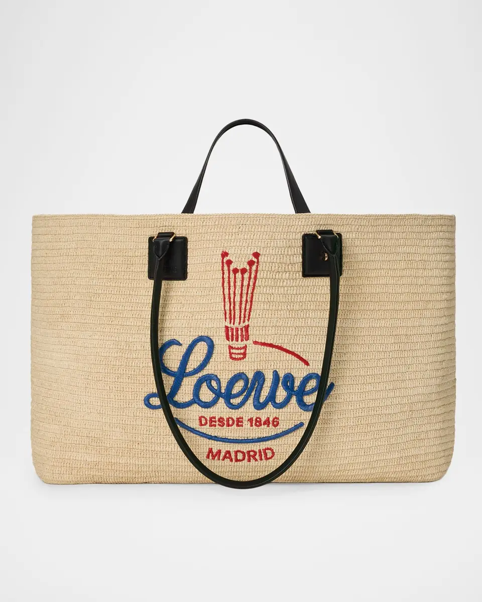 Loewe Verano XL Embroidered Raffia Tote Bag | Thumbnail 3 Loewe Verano XL Embroidered Raffia Tote Bag | Thumbnail 3