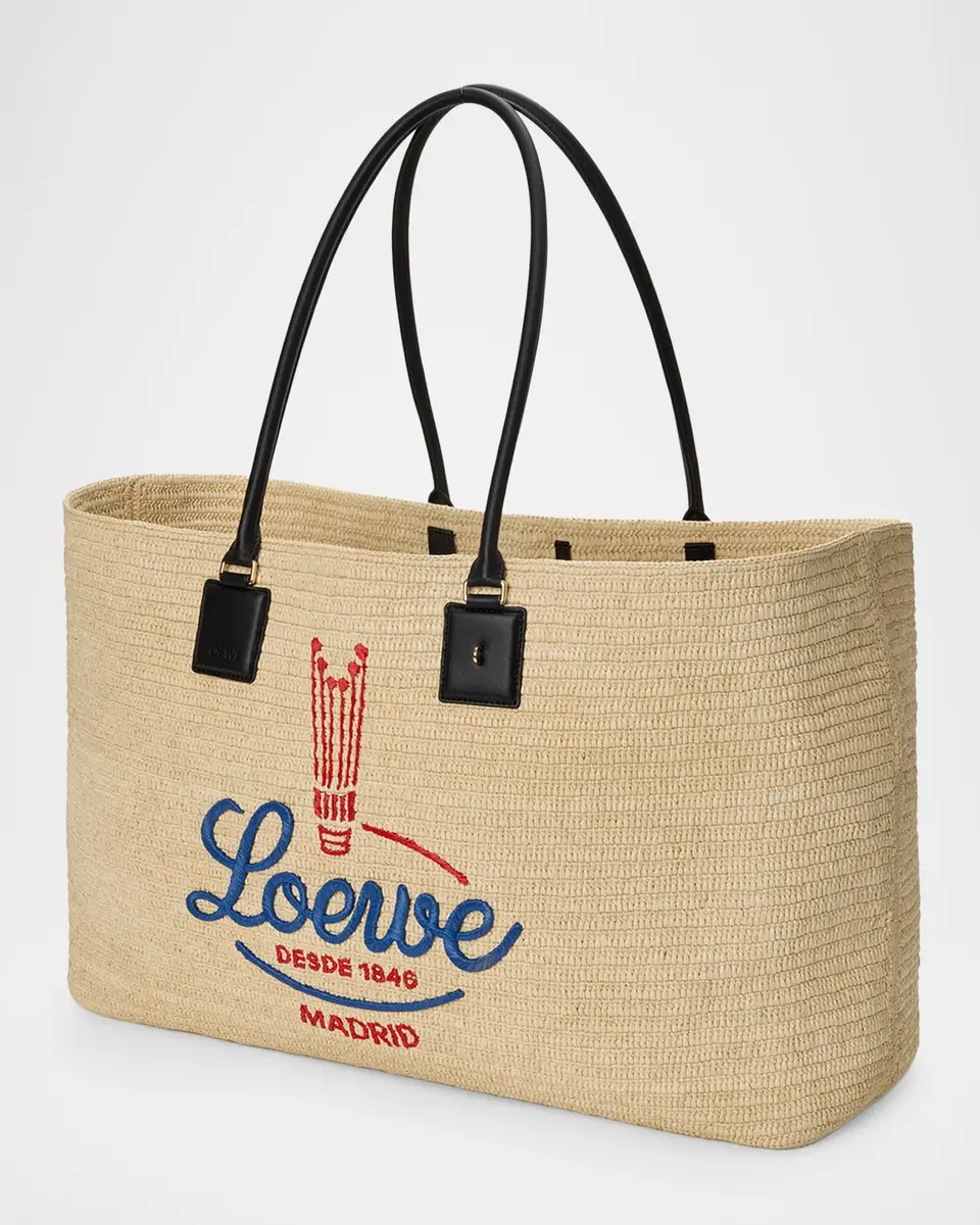 Loewe Verano XL Embroidered Raffia Tote Bag | Thumbnail 4 Loewe Verano XL Embroidered Raffia Tote Bag | Thumbnail 4