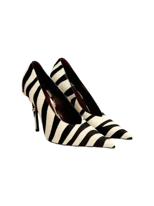 Pumps Serpentine in Leather with Zebra Print Pumps Serpentine in Leather with Zebra Print