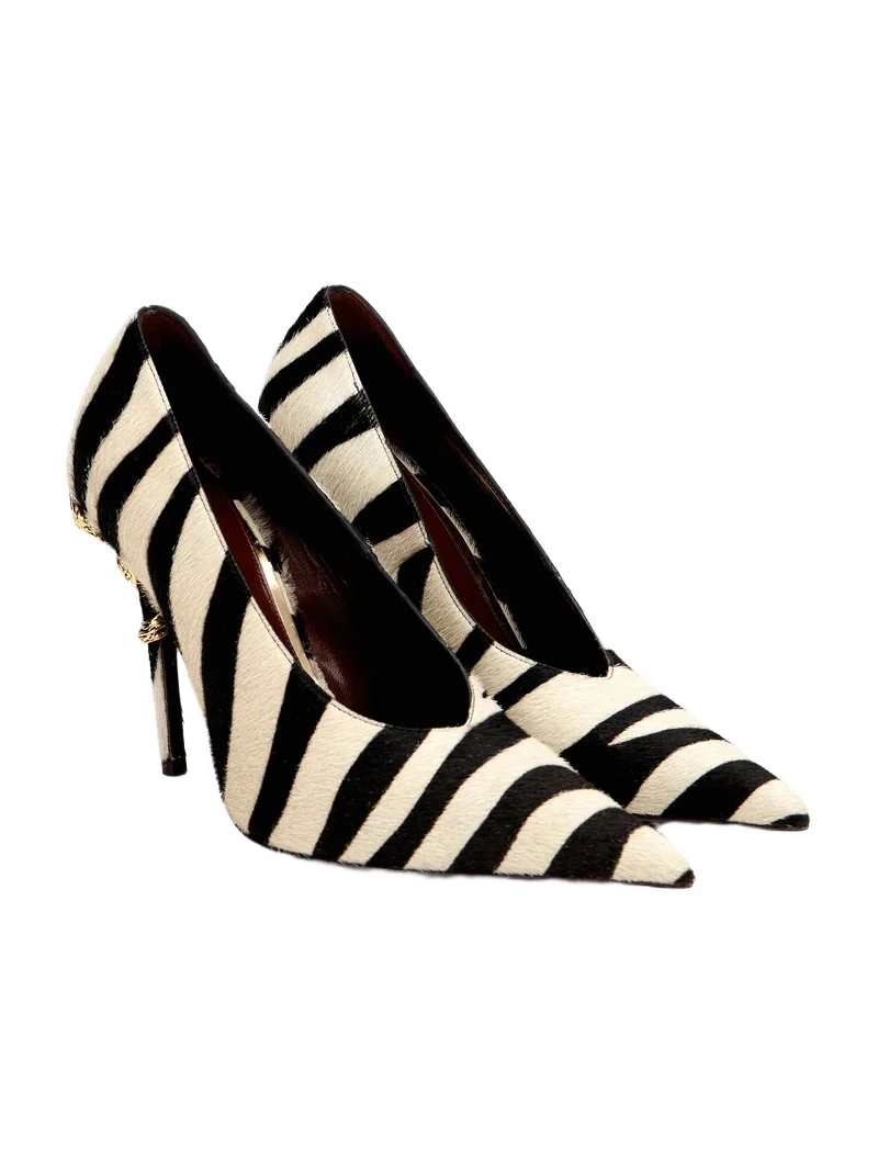 Pumps Serpentine in Leather with Zebra Print Pumps Serpentine in Leather with Zebra Print