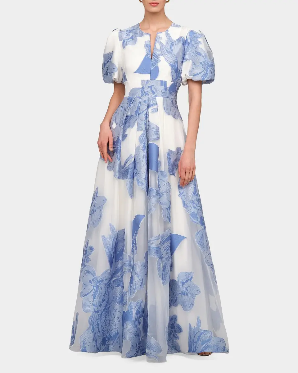 Kay Unger New York Oleana Puff-Sleeve Organza Gown | Thumbnail 2 Kay Unger New York Oleana Puff-Sleeve Organza Gown | Thumbnail 2