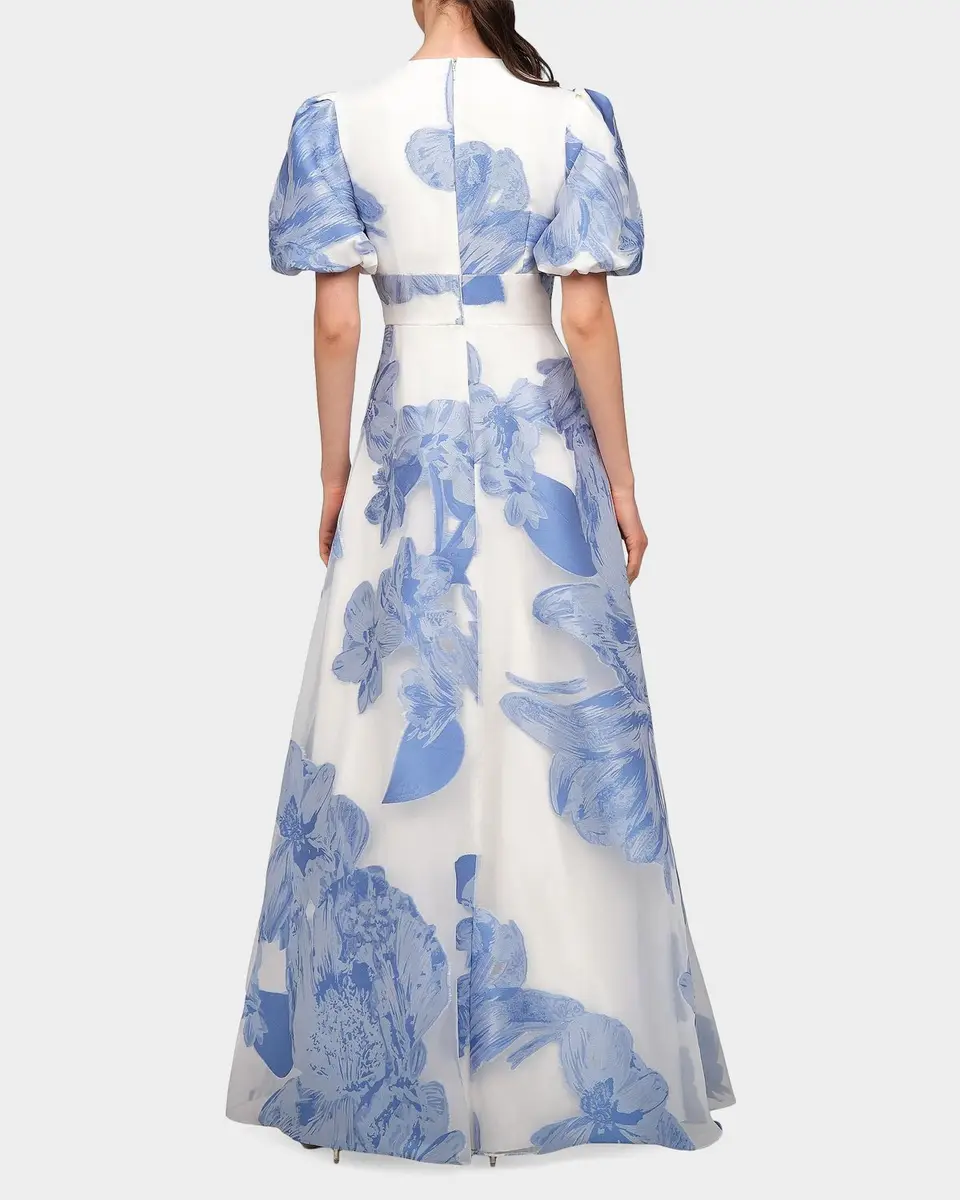 Kay Unger New York Oleana Puff-Sleeve Organza Gown | Thumbnail 3 Kay Unger New York Oleana Puff-Sleeve Organza Gown | Thumbnail 3