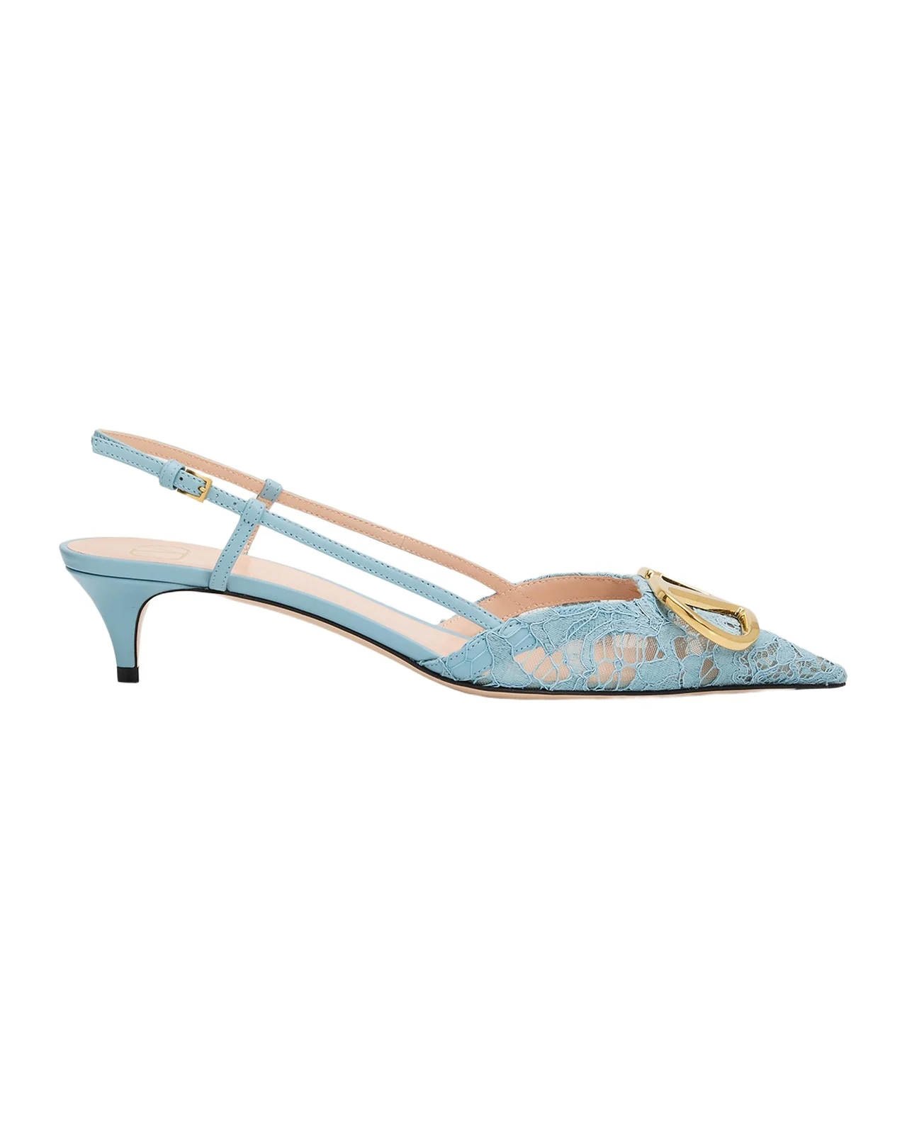 40mm VLogo Signature Lace Slingback Pumps