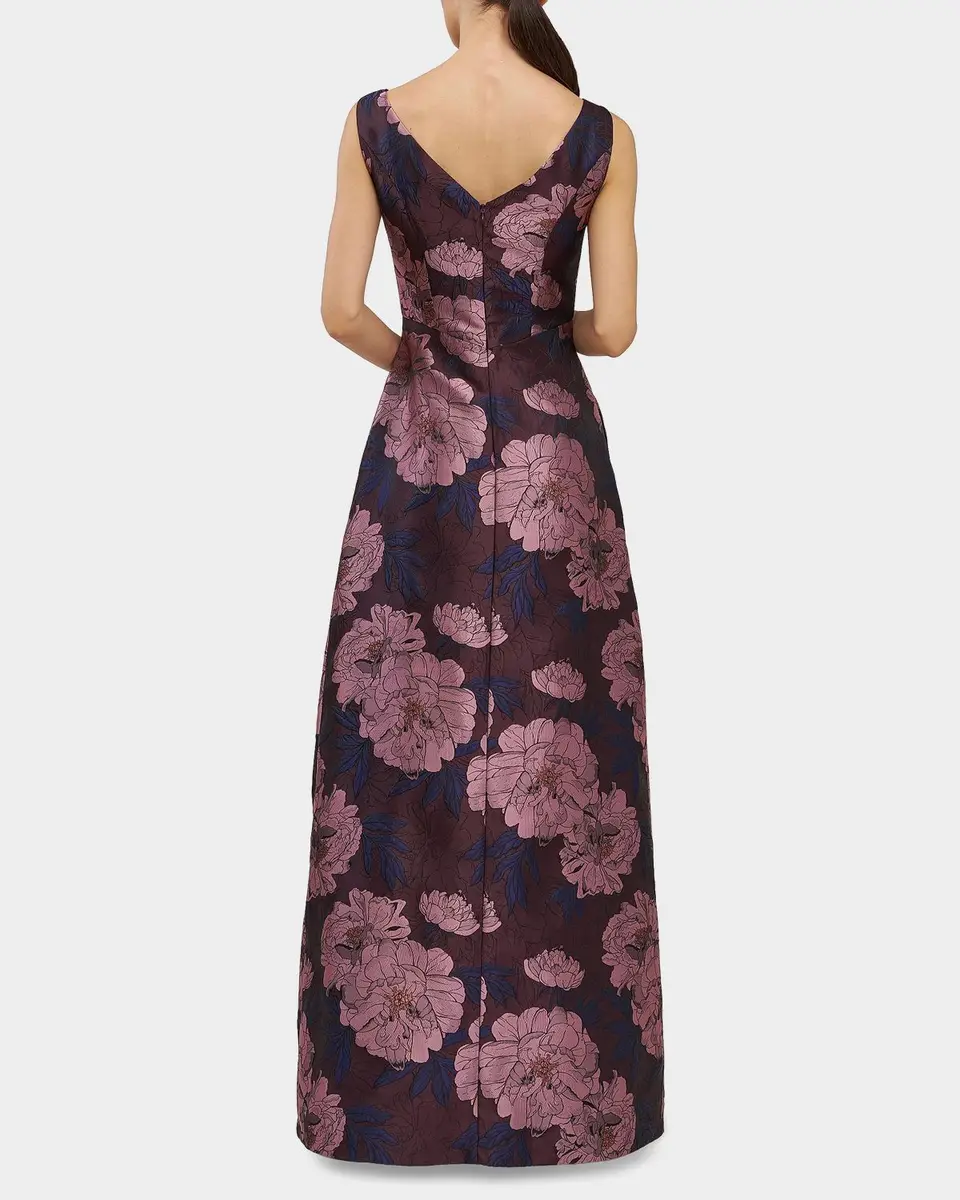 Kay Unger New York Caitlin Floral Jacquard Fit & Flare Gown | Thumbnail 3