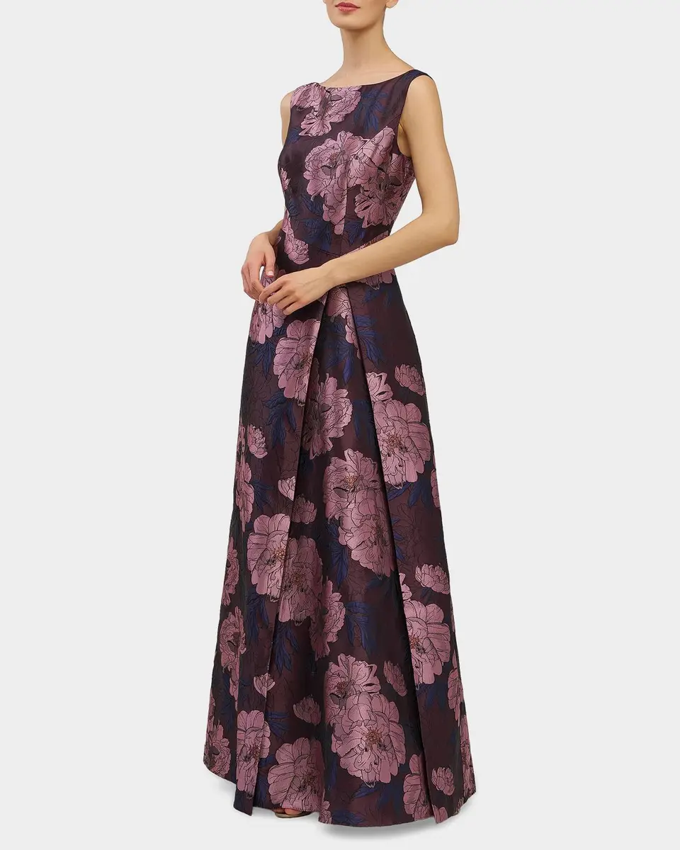 Kay Unger New York Caitlin Floral Jacquard Fit & Flare Gown | Thumbnail 4