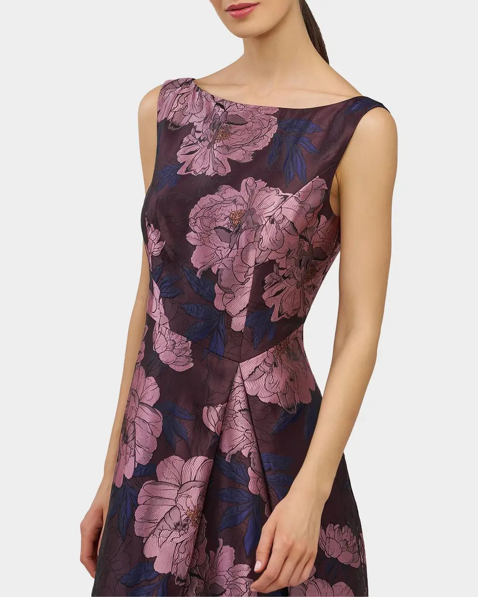 Kay Unger New York Caitlin Floral Jacquard Fit & Flare Gown | Thumbnail 5