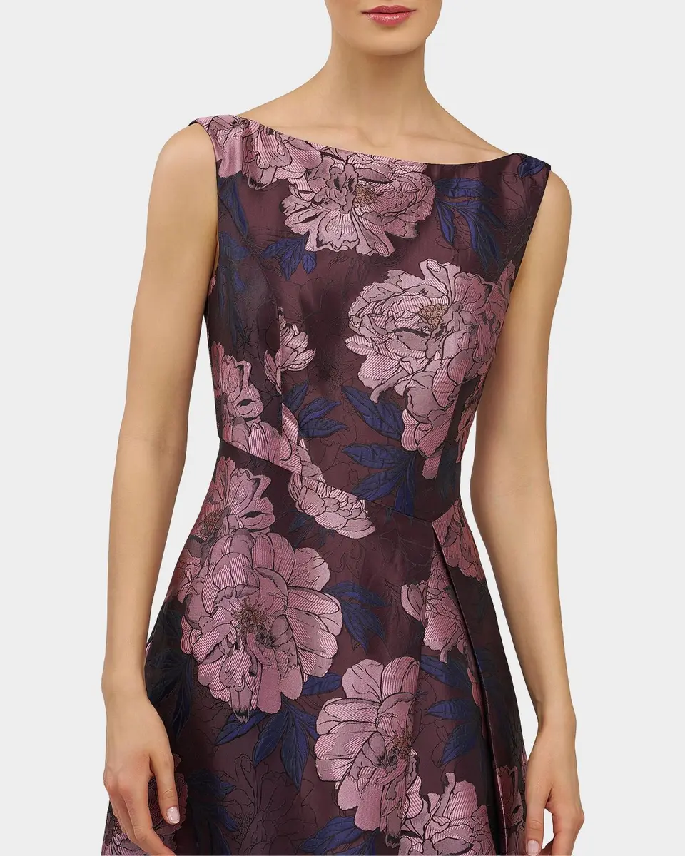 Kay Unger New York Caitlin Floral Jacquard Fit & Flare Gown | Thumbnail 6