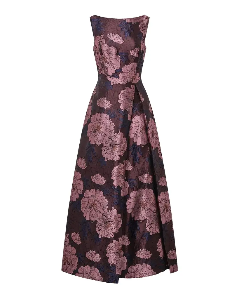 Kay Unger New York Caitlin Floral Jacquard Fit & Flare Gown | Image 1 Kay Unger New York Caitlin Floral Jacquard Fit & Flare Gown | Image 1