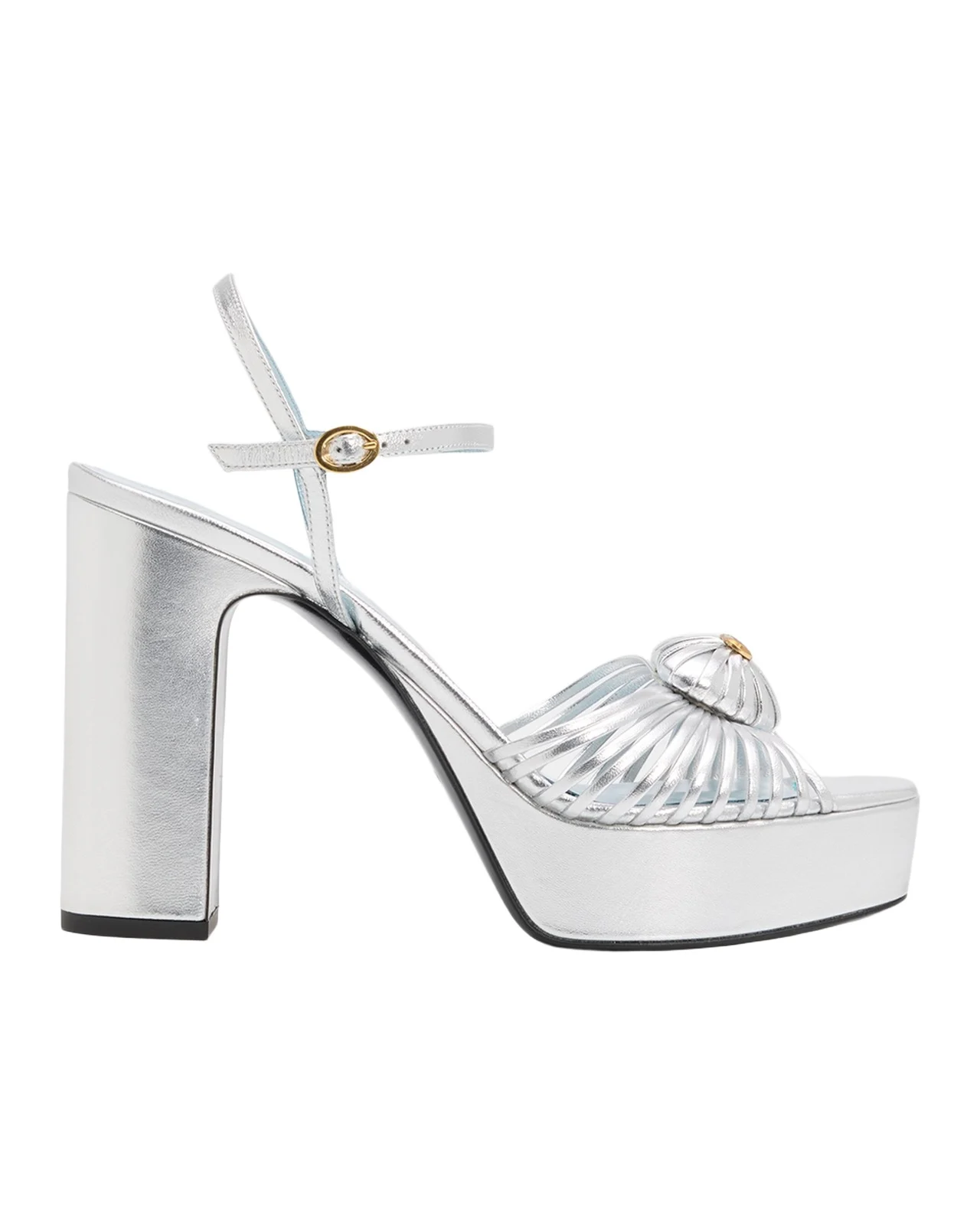 115mm Coeur Royal Metallic Leather Platform Sandals