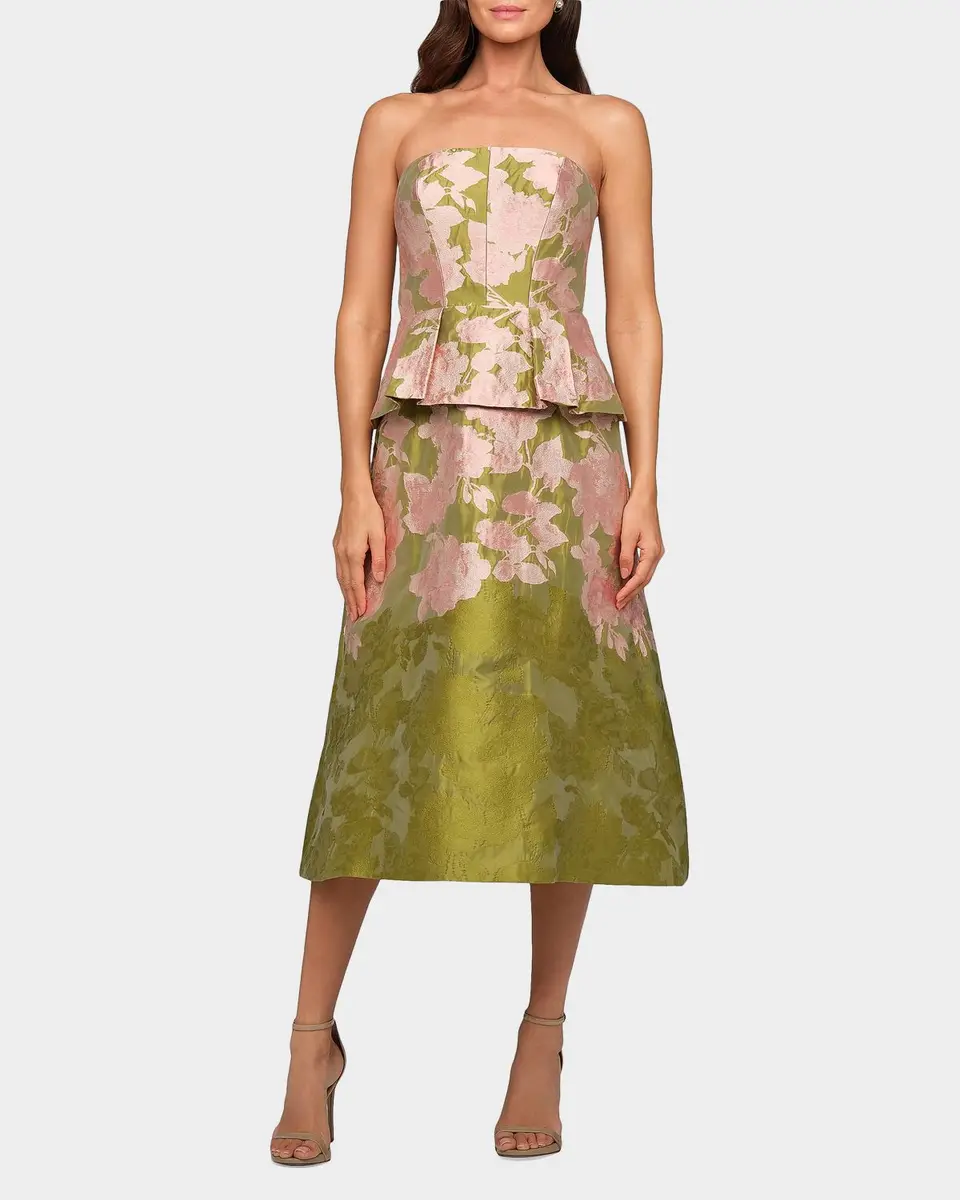 Kay Unger New York Imogen Metallic Jacquard A-Line Cocktail Dress | Thumbnail 2 Kay Unger New York Imogen Metallic Jacquard A-Line Cocktail Dress | Thumbnail 2