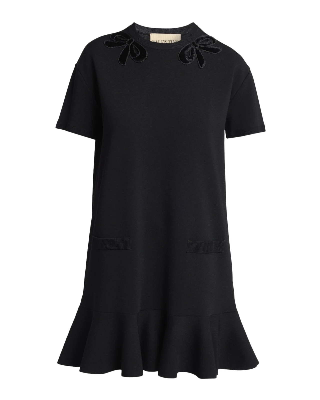Velvet Bow Short-Sleeve Knit Mini Dress Velvet Bow Short-Sleeve Knit Mini Dress