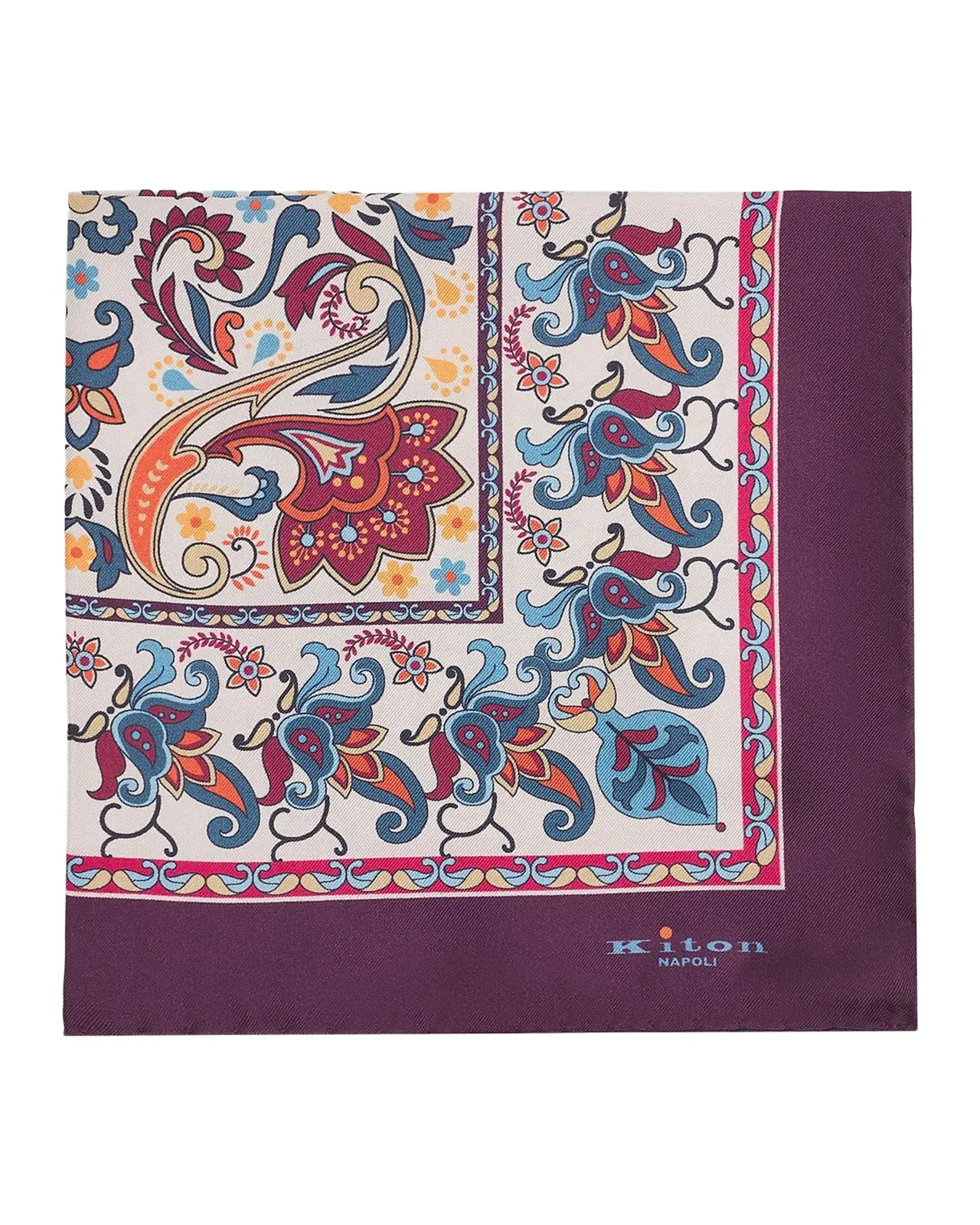 Kiton Men's Silk Multicolor Paisley Pocket Square