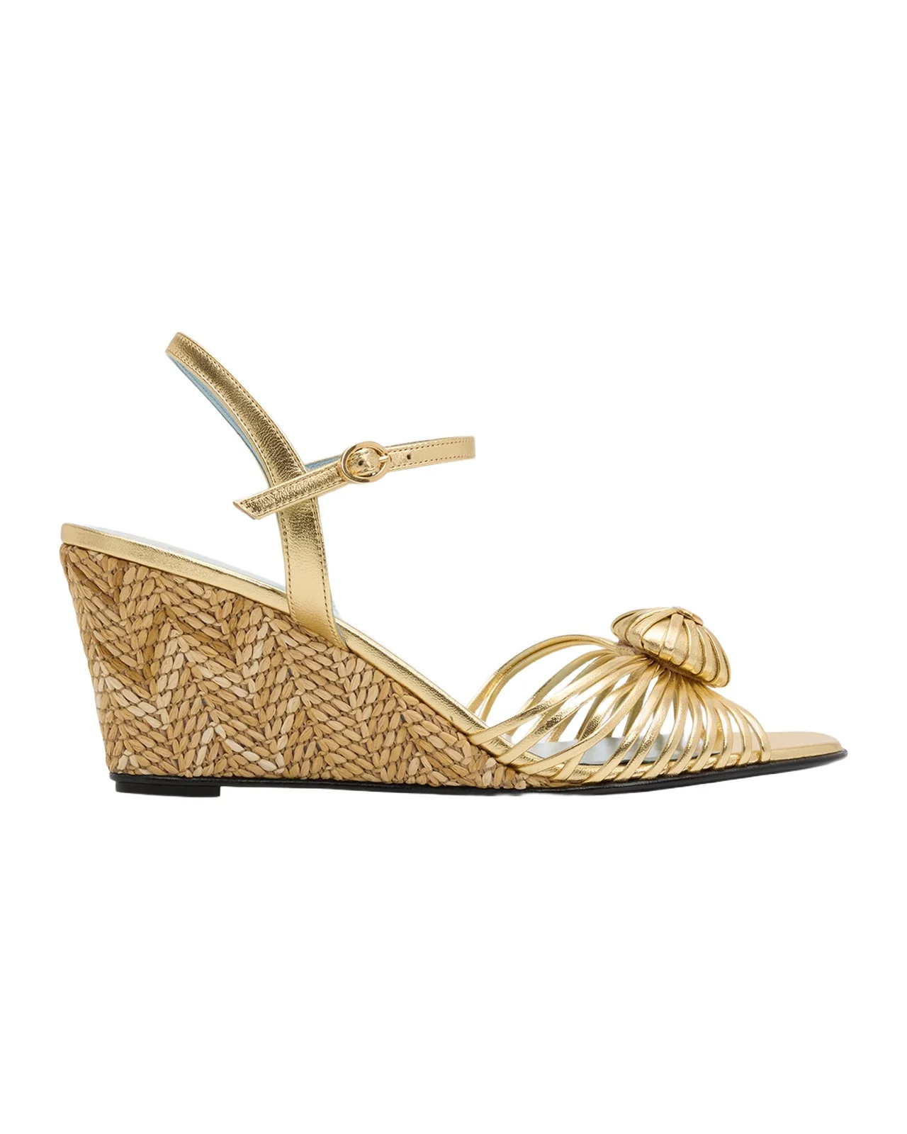 70mm Coeur Royal Metallic Leather Wedge Sandals