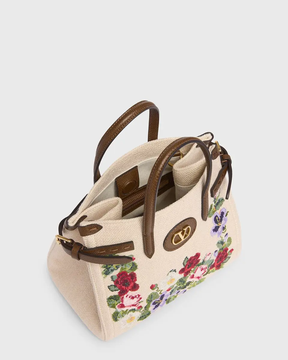 Valentino Garavani Antibes Small Floral-Embroidered Shopping Tote Bag | Thumbnail 4 Valentino Garavani Antibes Small Floral-Embroidered Shopping Tote Bag | Thumbnail 4