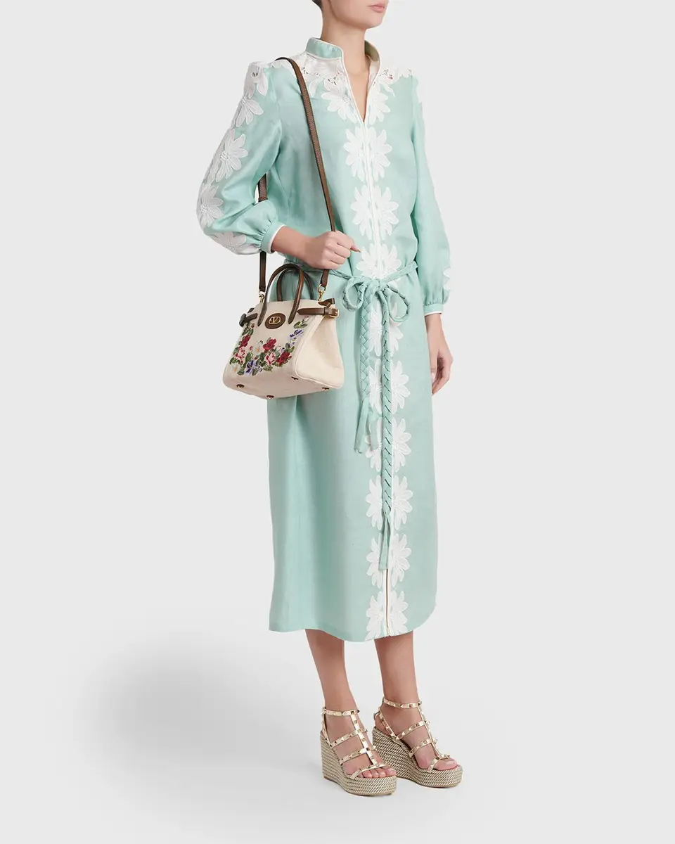 Valentino Garavani Antibes Small Floral-Embroidered Shopping Tote Bag | Thumbnail 5 Valentino Garavani Antibes Small Floral-Embroidered Shopping Tote Bag | Thumbnail 5