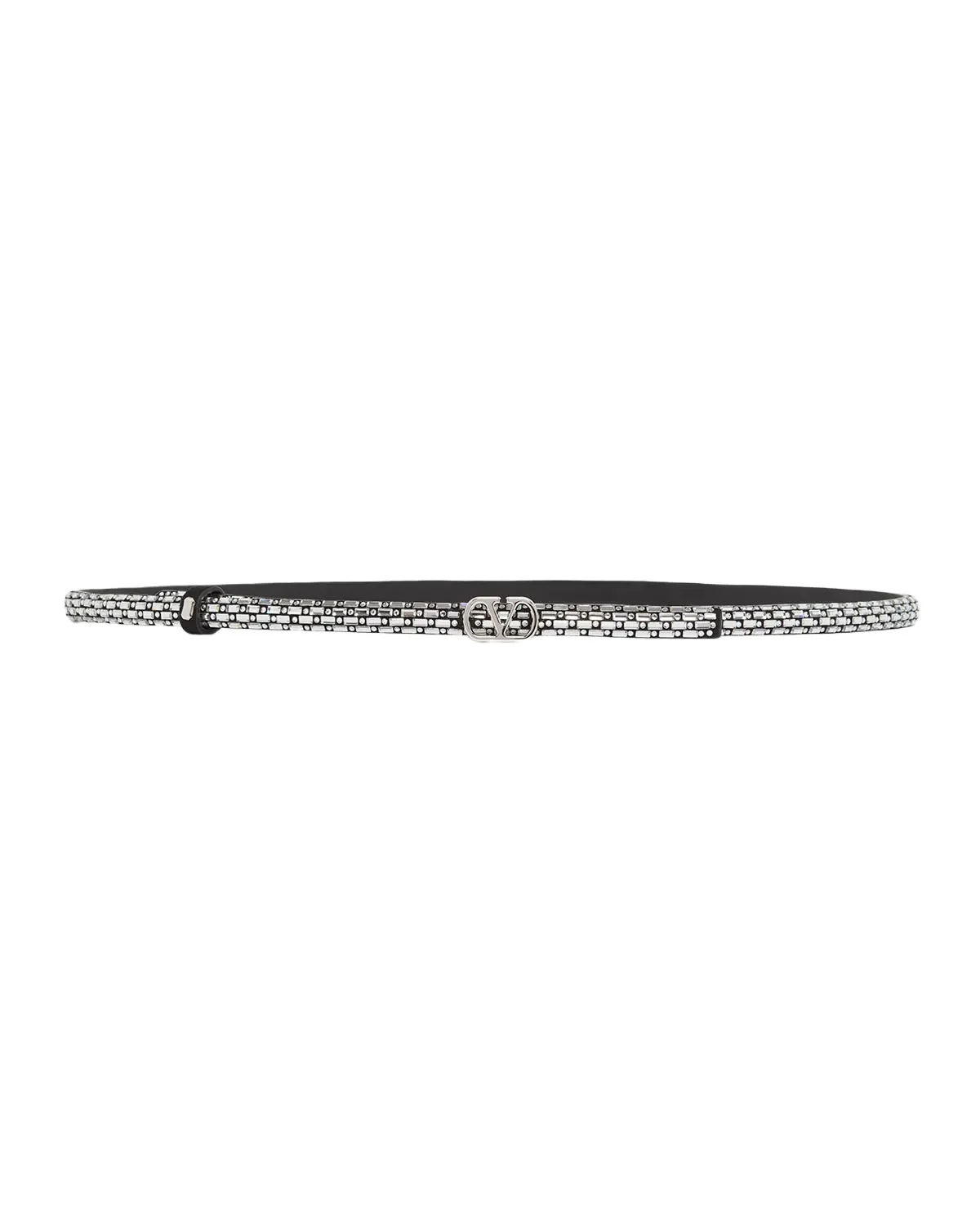 Valentino Garavani VLogo Signature Crystal-Embellished Leather Belt