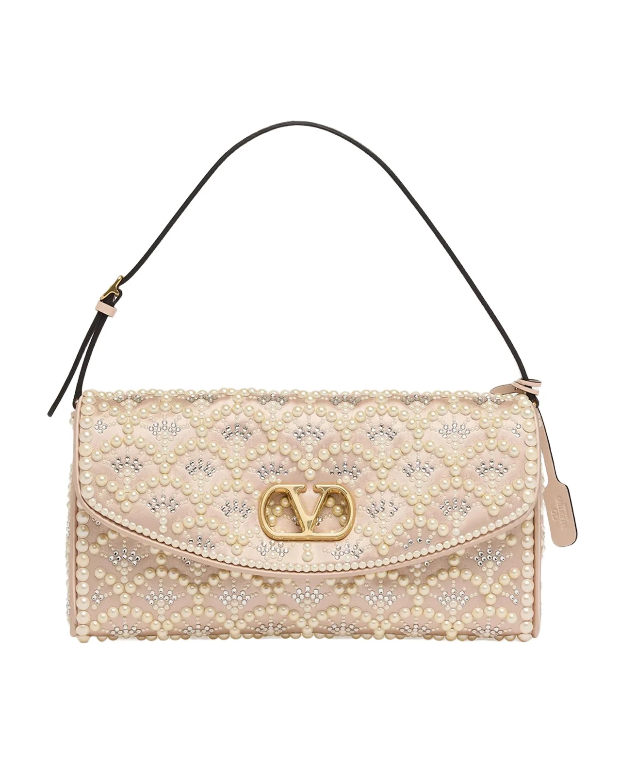 Devain Pearly-Embellished Satin Top-Handle Bag Devain Pearly-Embellished Satin Top-Handle Bag