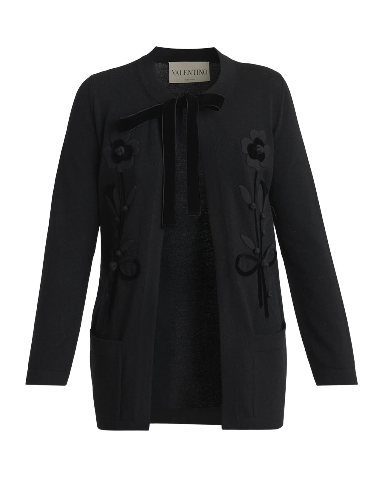 Floral Velvet Embroidered Crewneck Cardigan Floral Velvet Embroidered Crewneck Cardigan