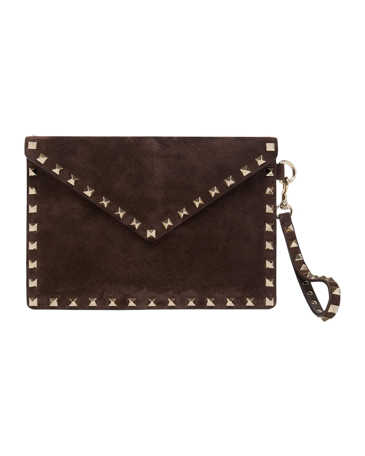 Valentino Garavani Rockstud Suede Wristlet Pouch Bag