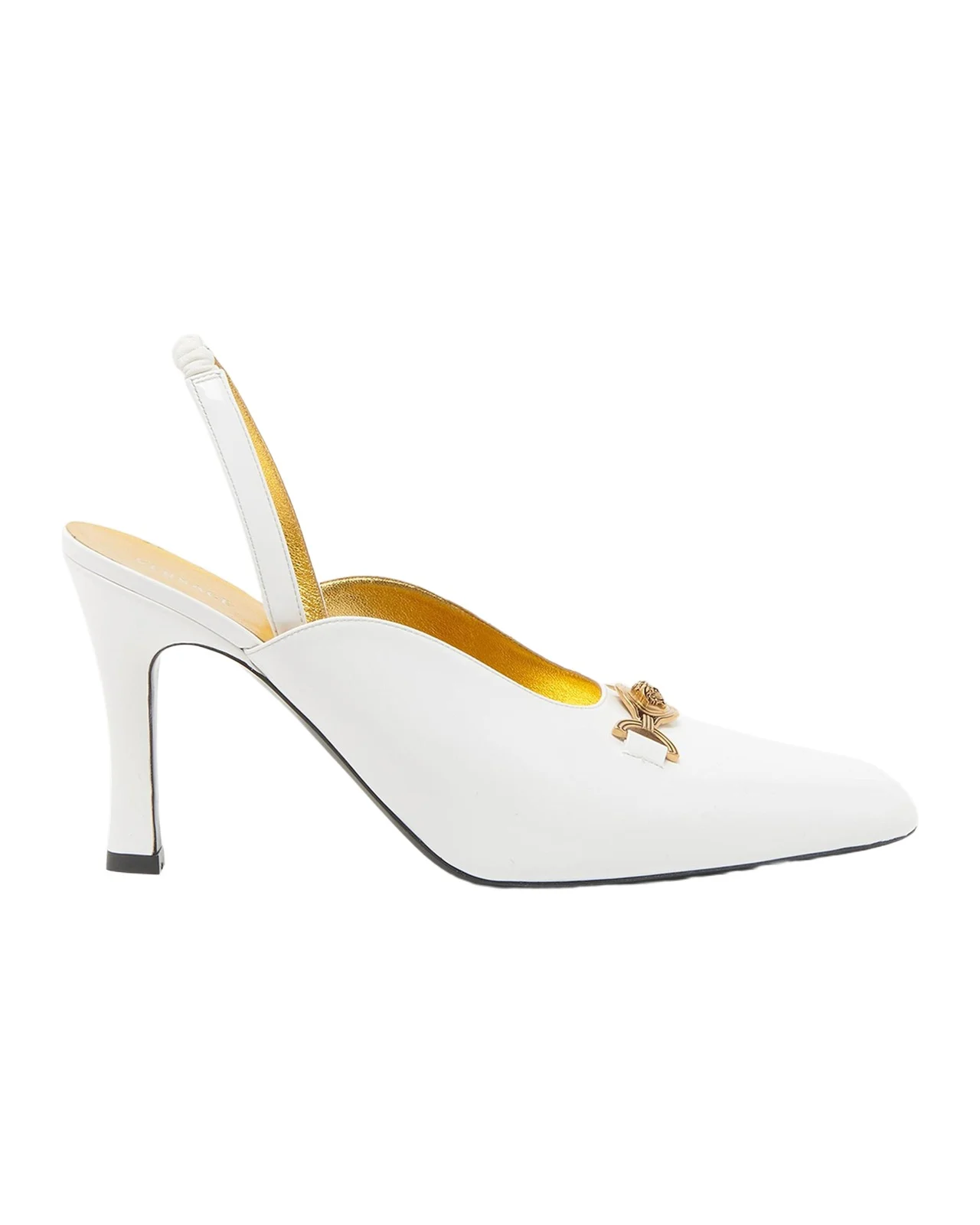 90MM Medusa-Detail Leather Slingback Pumps