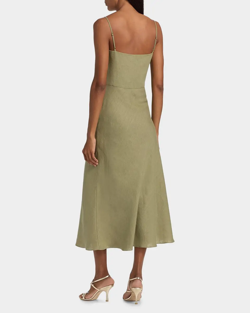BLACK HALO Jada Linen Cut-Out Midi-Dress | Thumbnail 3 BLACK HALO Jada Linen Cut-Out Midi-Dress | Thumbnail 3