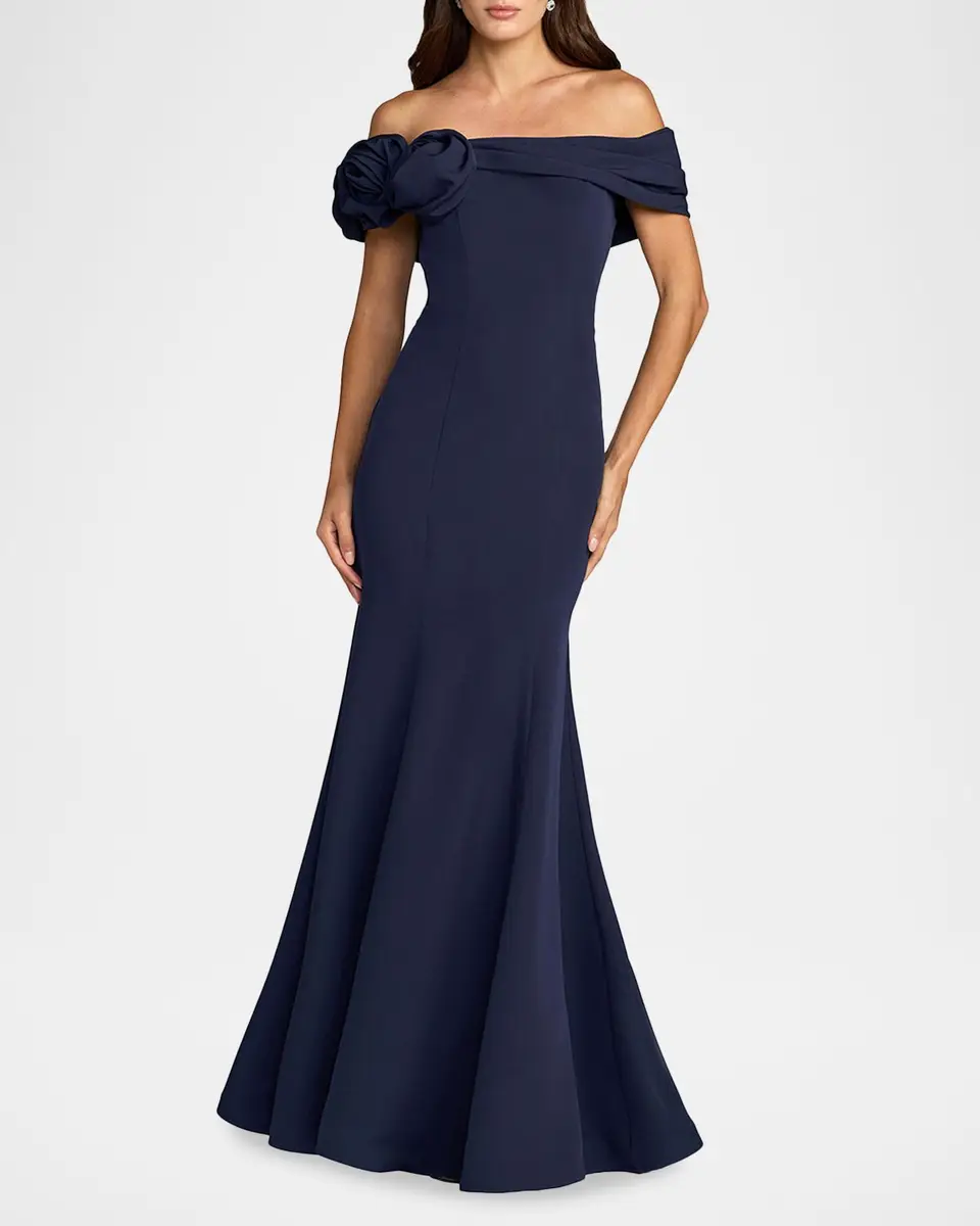 Mac Duggal Ieena One Satin Off-The-Shoulder Gown | Thumbnail 2 Mac Duggal Ieena One Satin Off-The-Shoulder Gown | Thumbnail 2