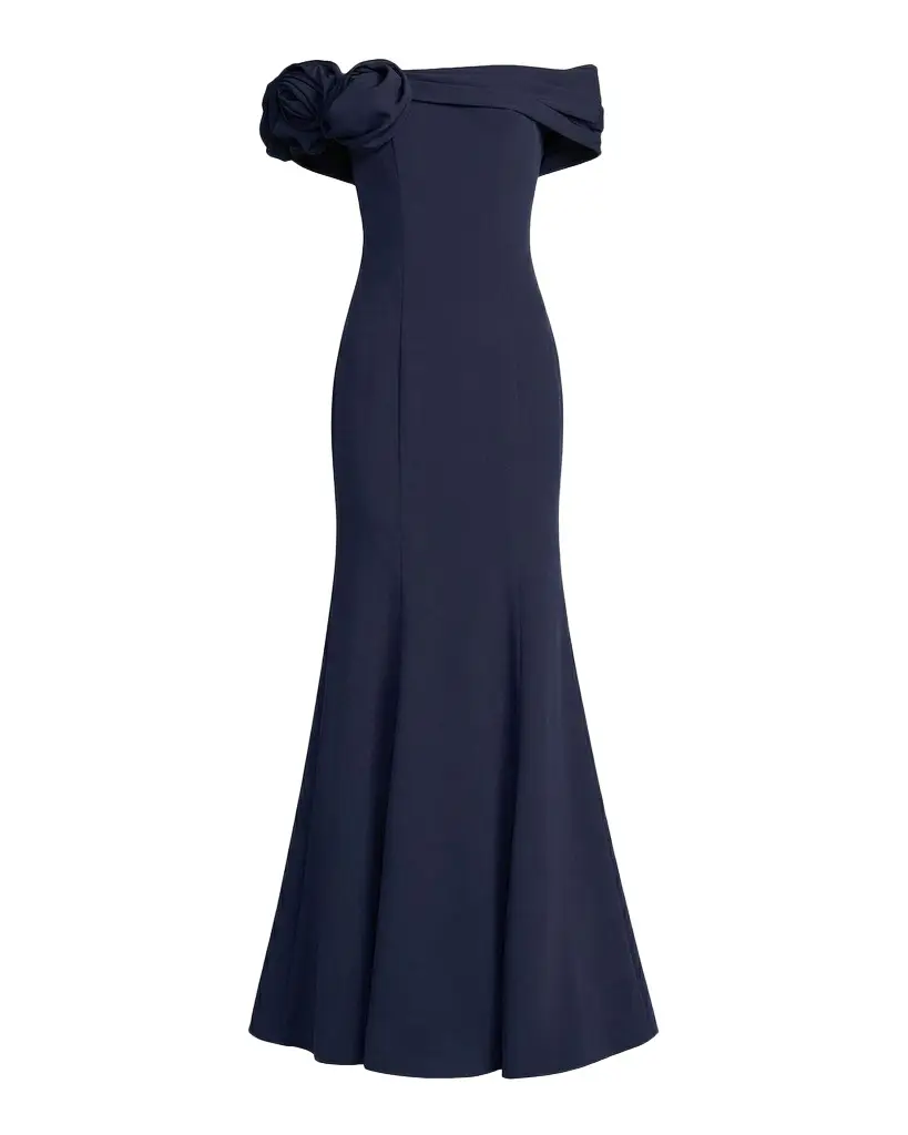 Mac Duggal Ieena One Satin Off-The-Shoulder Gown