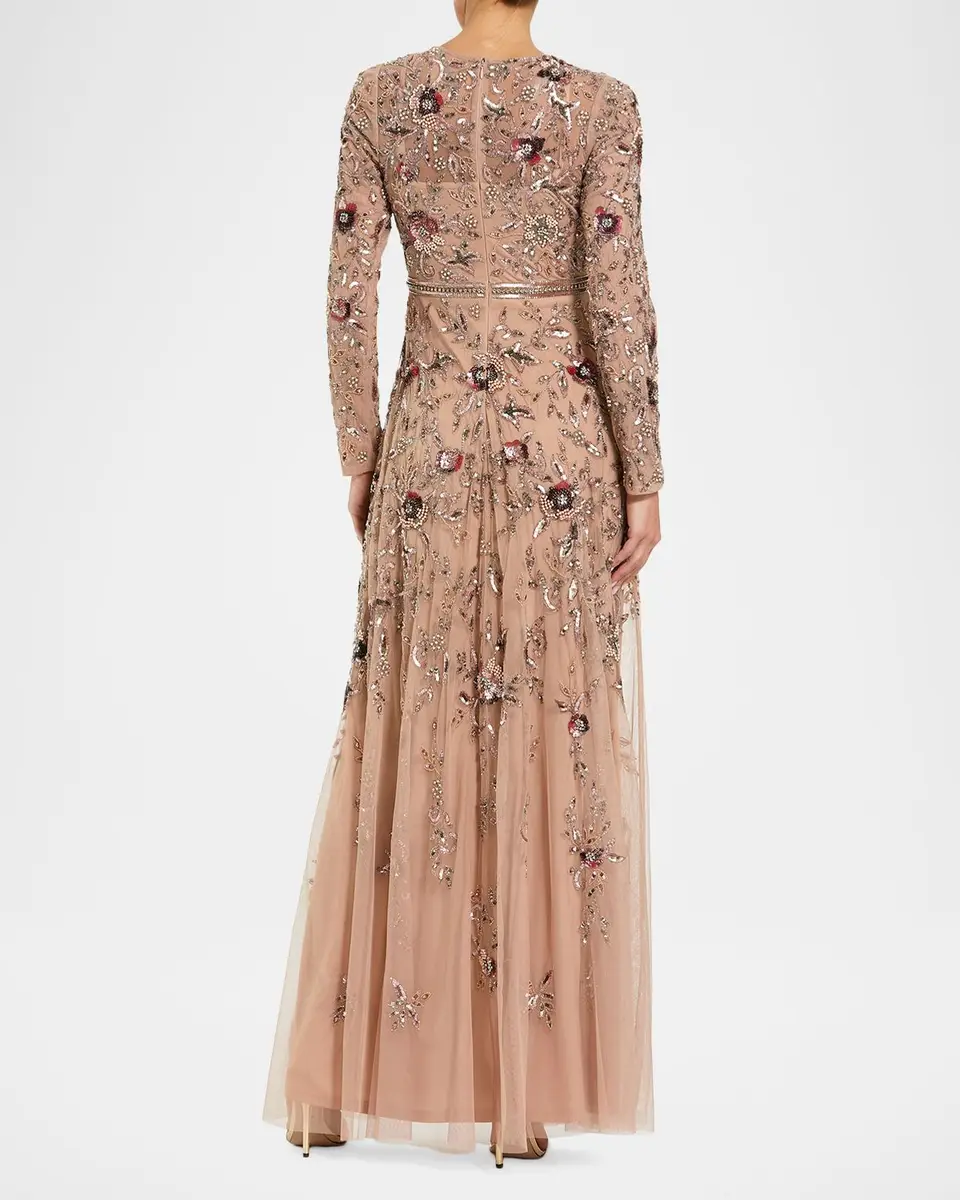 Mac Duggal Floral-Embellished Mesh A-Line Gown | Thumbnail 3