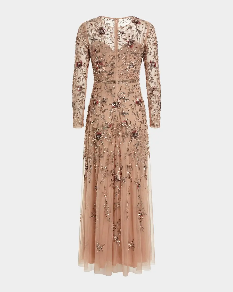 Mac Duggal Floral-Embellished Mesh A-Line Gown | Thumbnail 5