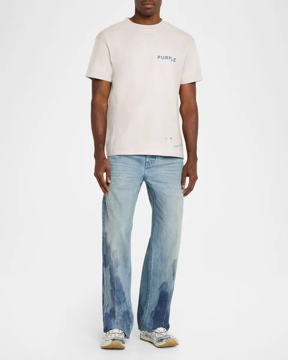 PURPLE Men's Blowout Bleached Wide-Leg Jeans | Thumbnail 2