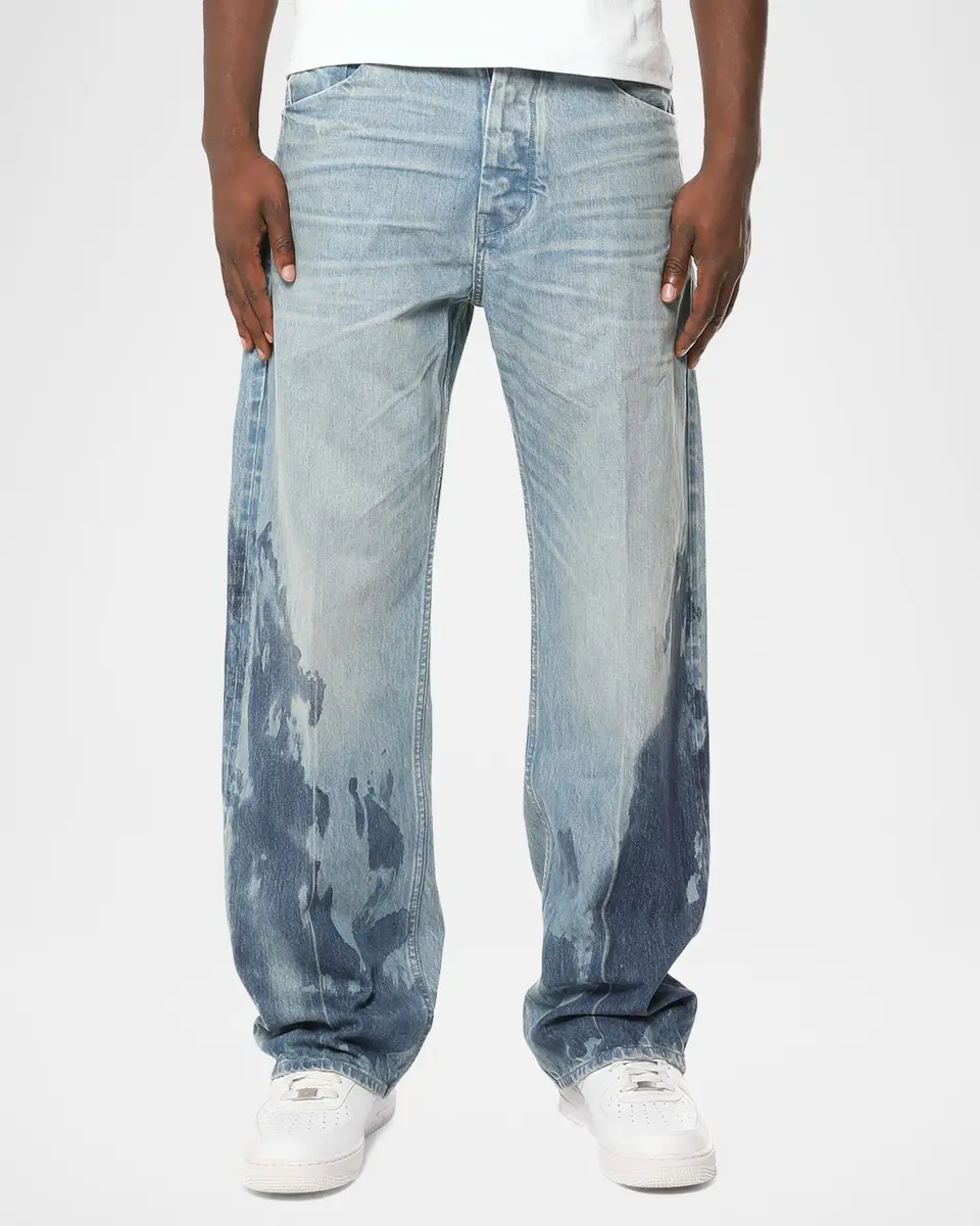 PURPLE Men's Blowout Bleached Wide-Leg Jeans | Thumbnail 4