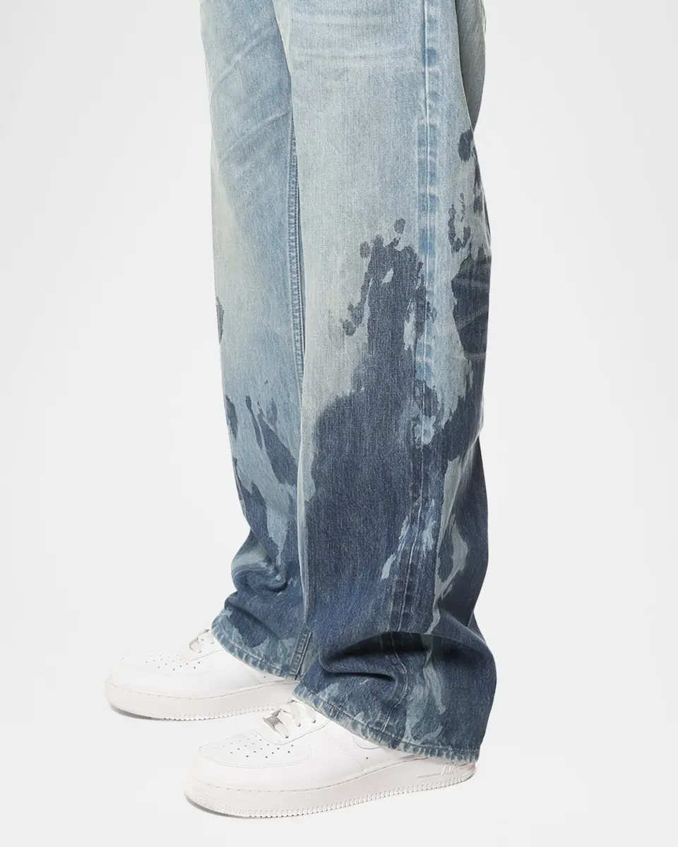 PURPLE Men's Blowout Bleached Wide-Leg Jeans | Thumbnail 5
