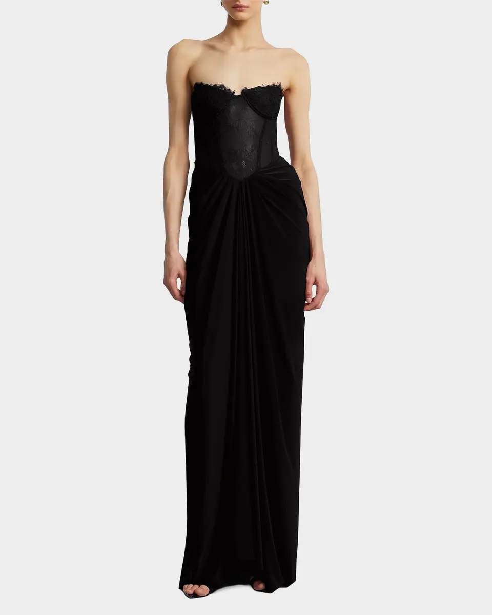 BCBGMAXAZRIA Strapless Lace & Jersey Gown | Thumbnail 2