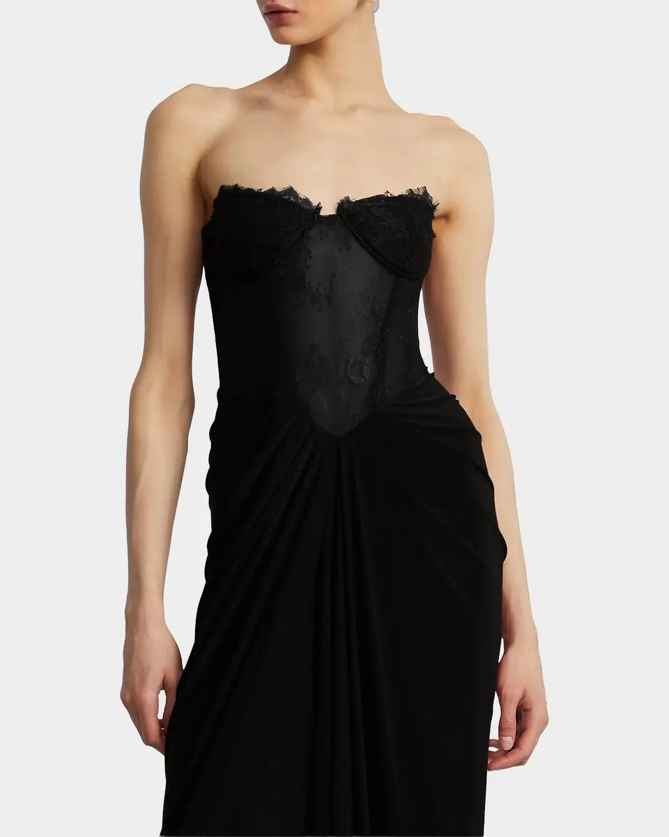 BCBGMAXAZRIA Strapless Lace & Jersey Gown | Thumbnail 4
