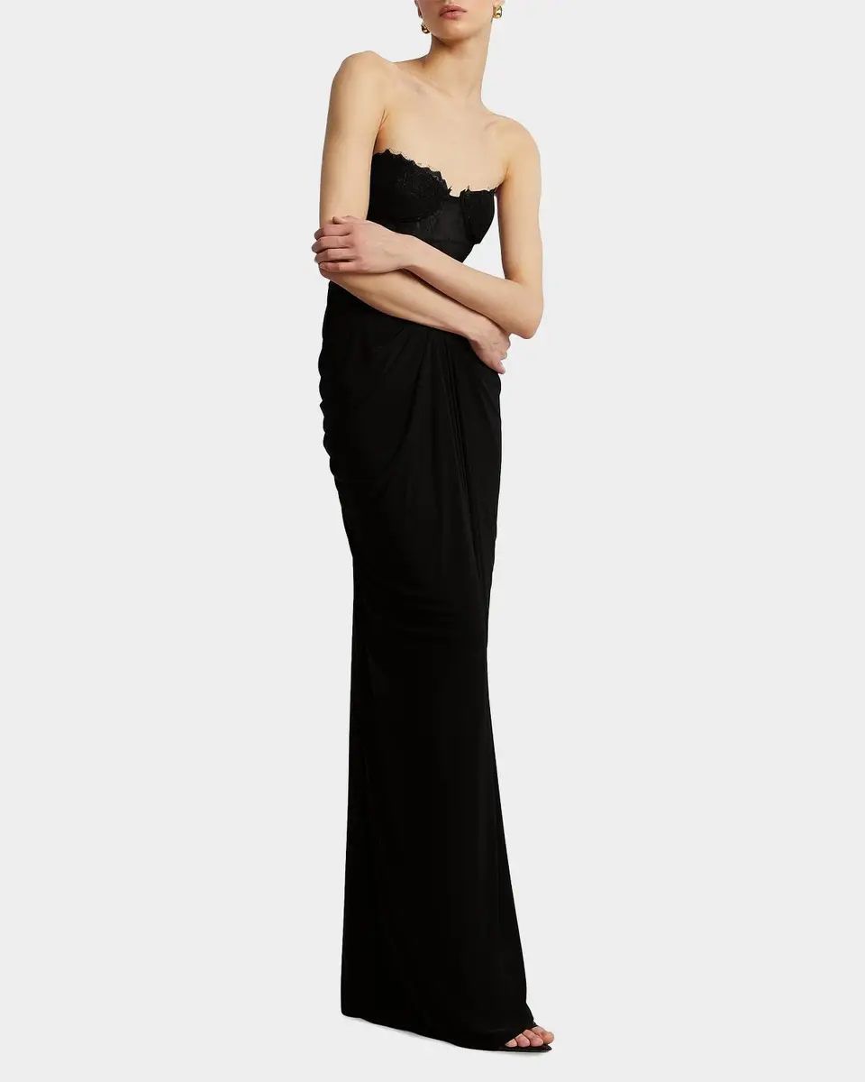 BCBGMAXAZRIA Strapless Lace & Jersey Gown | Thumbnail 5