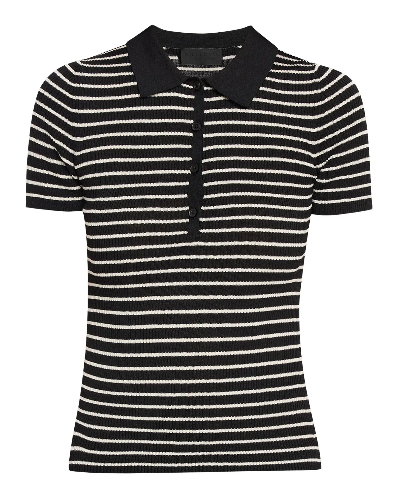 Nili Lotan Fenna Striped Short-Sleeve Polo Shirt
