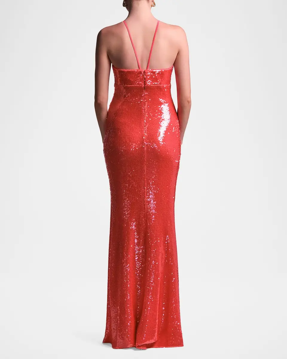 BCBGMAXAZRIA Colette Sequin Halter Column Gown | Thumbnail 3 BCBGMAXAZRIA Colette Sequin Halter Column Gown | Thumbnail 3