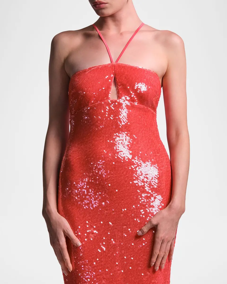 BCBGMAXAZRIA Colette Sequin Halter Column Gown | Thumbnail 5 BCBGMAXAZRIA Colette Sequin Halter Column Gown | Thumbnail 5