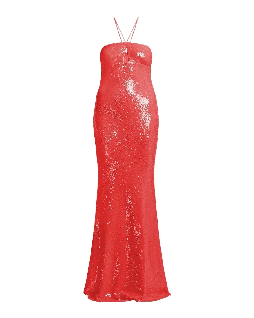 BCBGMAXAZRIA Colette Sequin Halter Column Gown | Image 1 BCBGMAXAZRIA Colette Sequin Halter Column Gown | Image 1