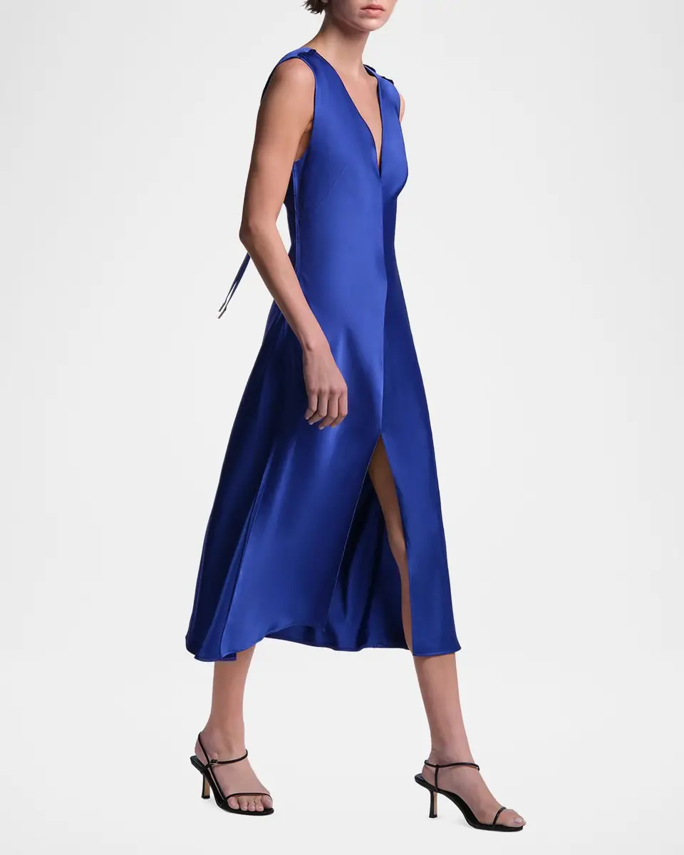 BCBGMAXAZRIA Leha Cut-Out Satin Midi Dress | Thumbnail 4