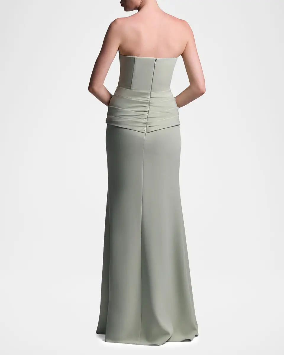 BCBGMAXAZRIA Sylvia Strapless Twist-Front Crepe Column Gown | Thumbnail 3 BCBGMAXAZRIA Sylvia Strapless Twist-Front Crepe Column Gown | Thumbnail 3