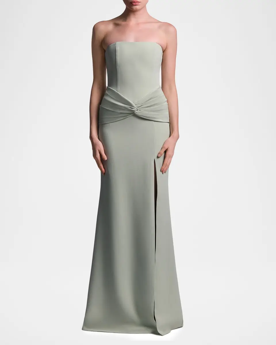 BCBGMAXAZRIA Sylvia Strapless Twist-Front Crepe Column Gown | Thumbnail 4 BCBGMAXAZRIA Sylvia Strapless Twist-Front Crepe Column Gown | Thumbnail 4
