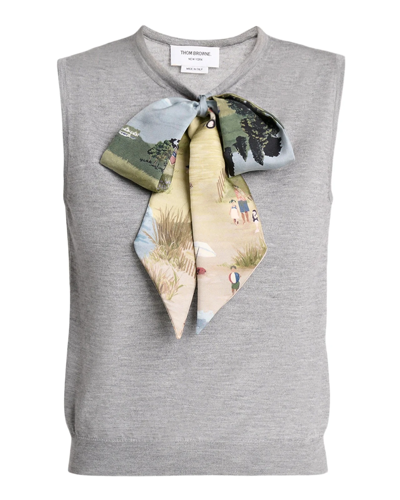 Sleeveless Nantucket Scenic Bow Cashmere Knit Top Sleeveless Nantucket Scenic Bow Cashmere Knit Top