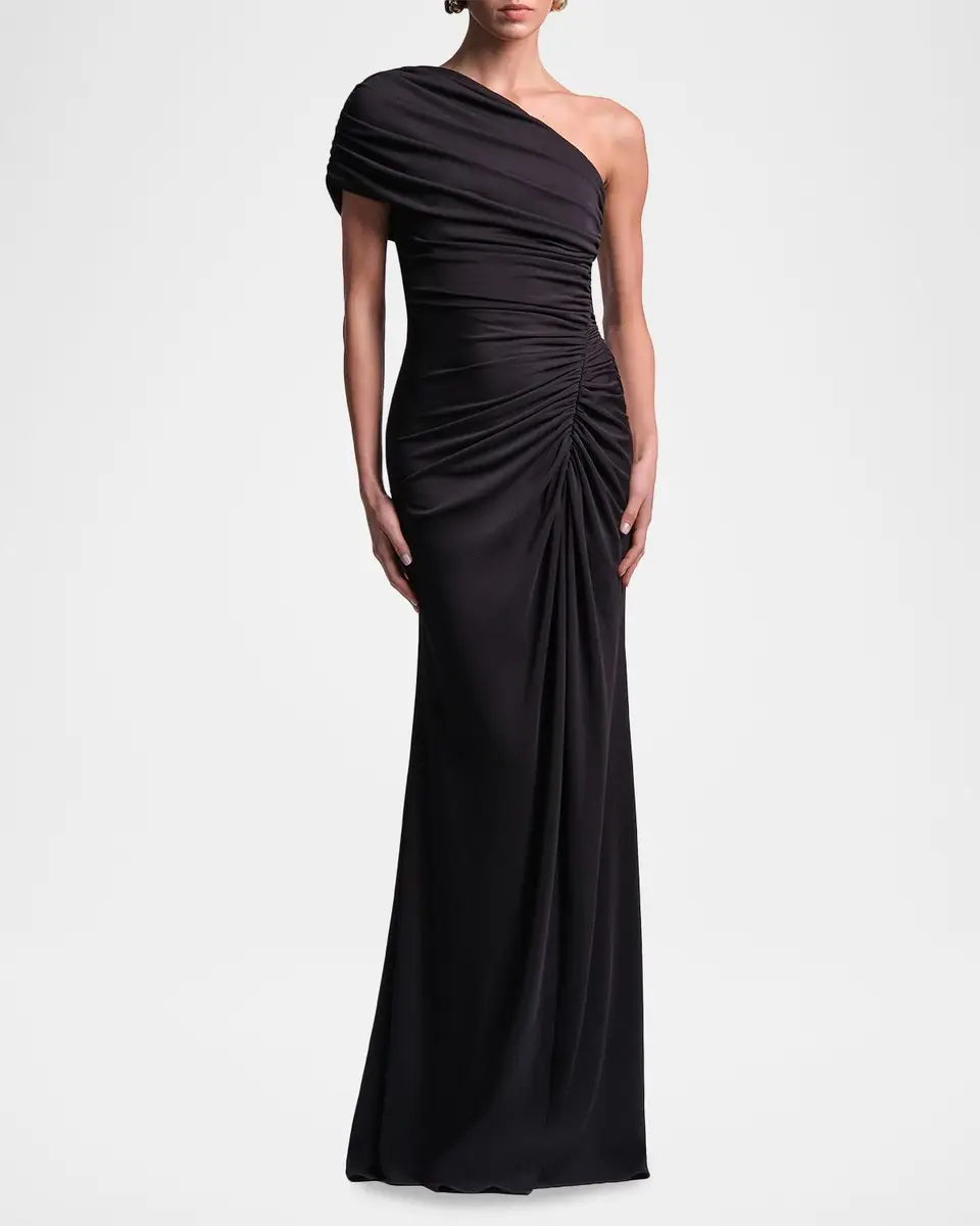 BCBGMAXAZRIA Solina Ruched One-Shoulder Stretch Jersey Gown | Thumbnail 2