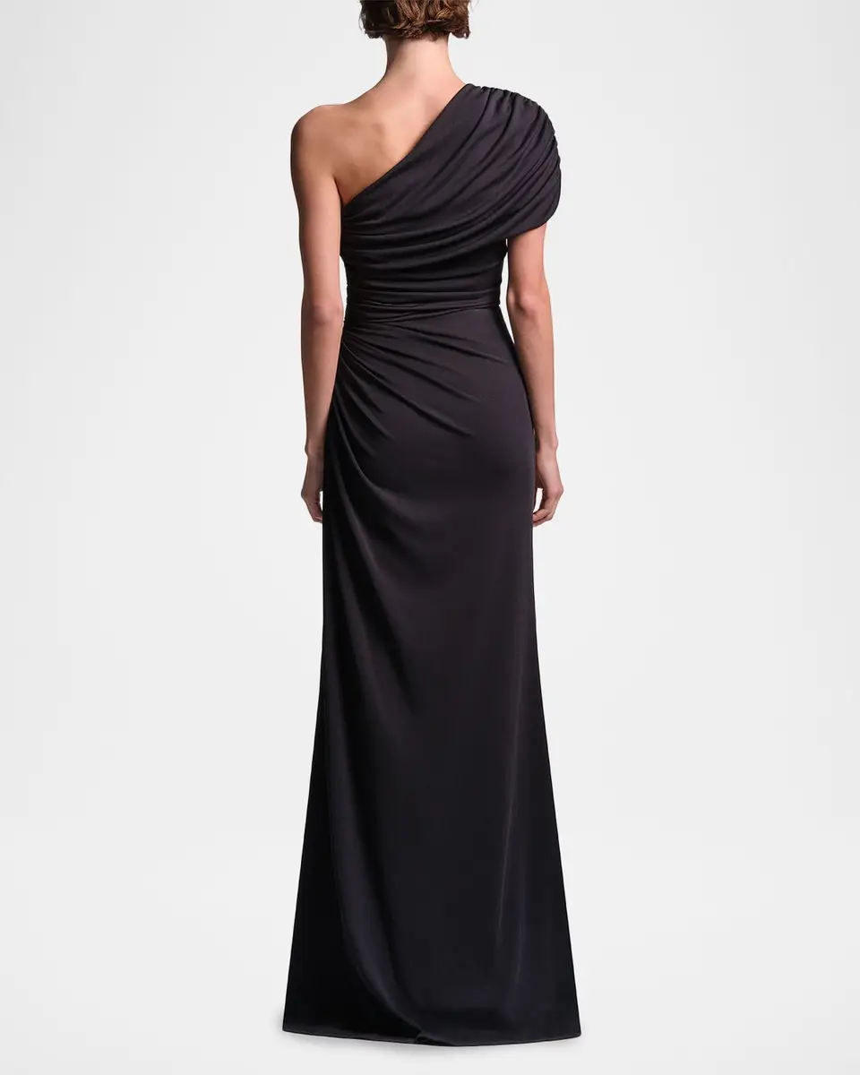 BCBGMAXAZRIA Solina Ruched One-Shoulder Stretch Jersey Gown | Thumbnail 3